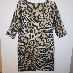 Peter Nygard Leopard Tiger Dress Satin Sz 4